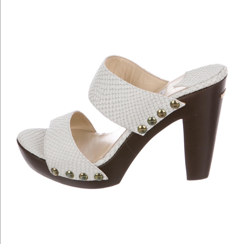 Jimmy Choo cream snakeskin heels